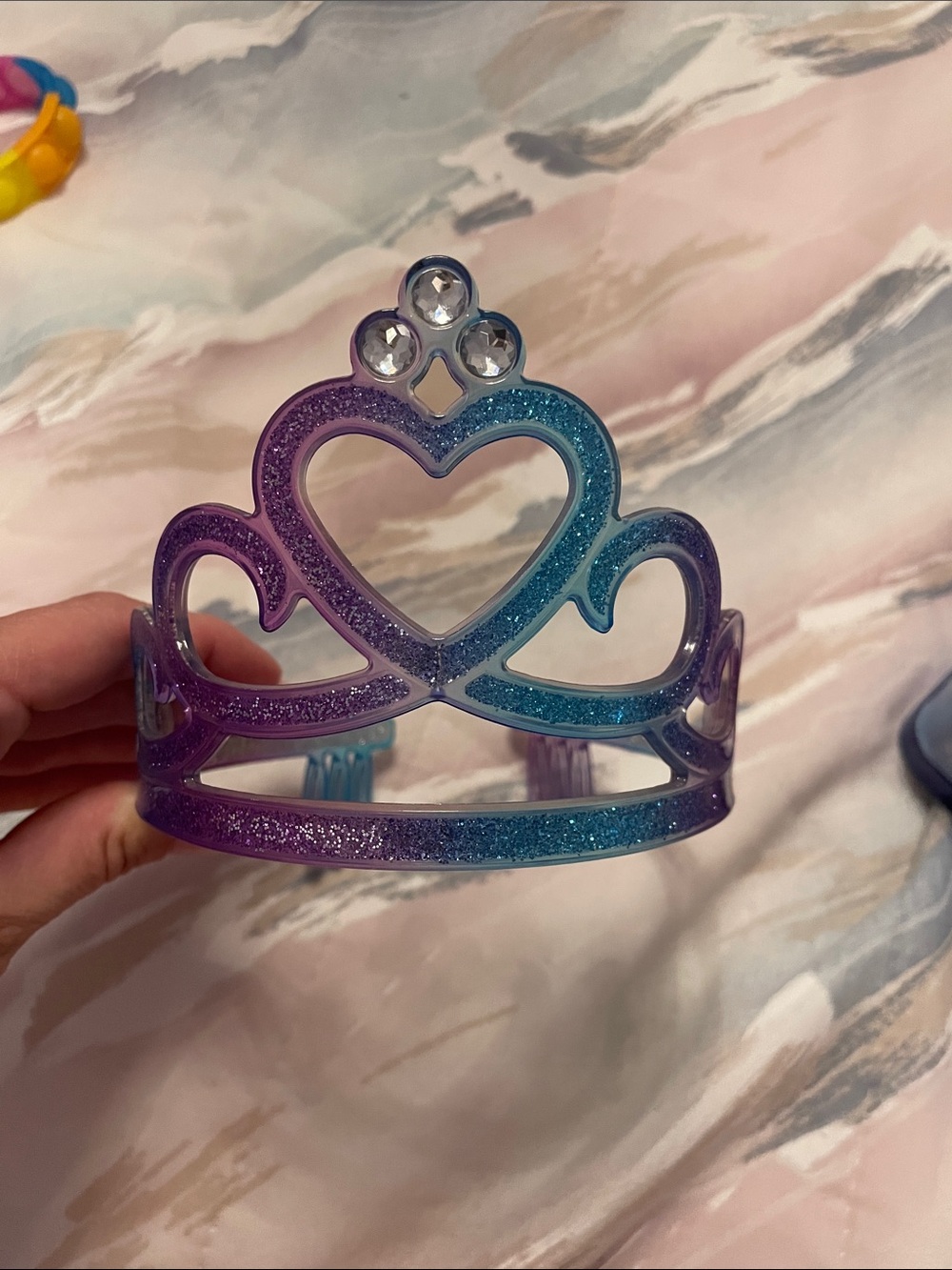 Glitter Heart Tiara - Purple to Teal Ombre